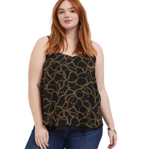 Torrid womens chain design blouse size 2 plus black gold. Adjustable straps - Picture 1 of 10
